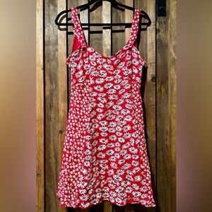 ASOS Vibrant Red Dress with White Floral Design